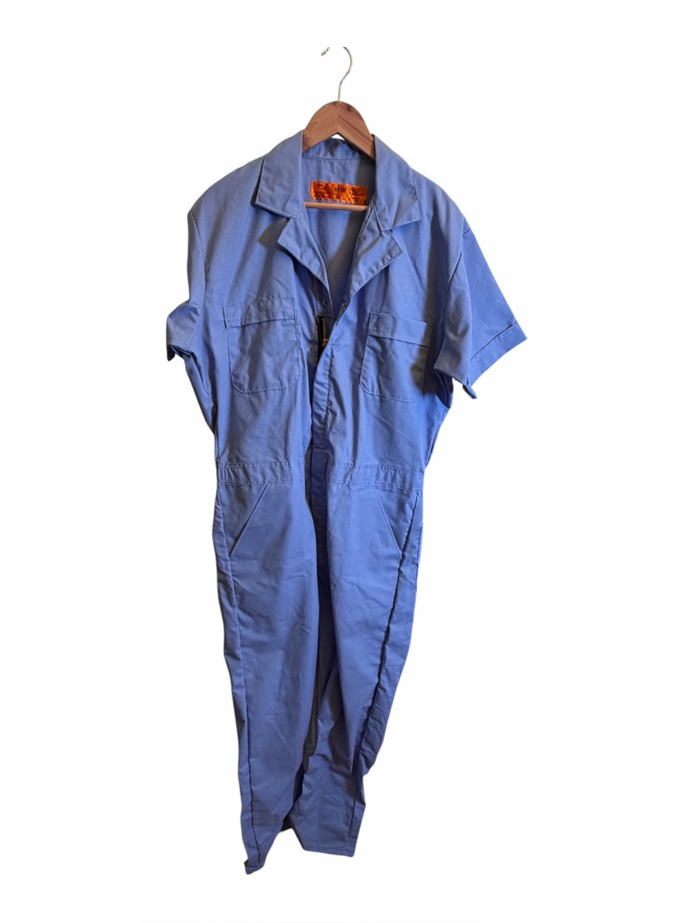 Red Kap Coveralls Mens Large Regular Blue Short Sleeve Elastic Waist Workwear